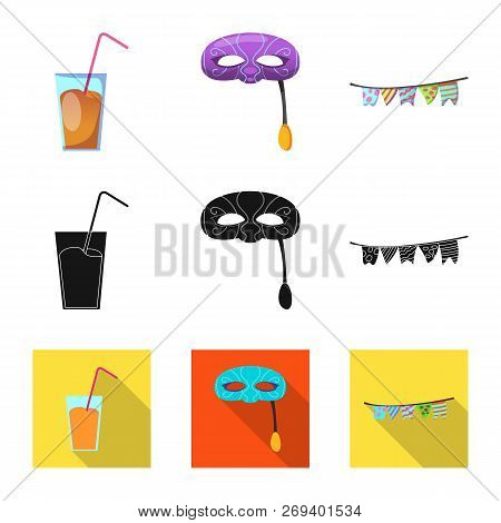 Vector Design Of Party And Birthday Logo. Set Of Party And Celebration Vector Icon For Stock.