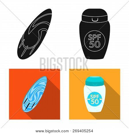 Vector Design Of Equipment And Swimming Sign. Set Of Equipment And Activity Vector Icon For Stock.