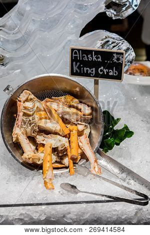Alaska King crab seafood on ice