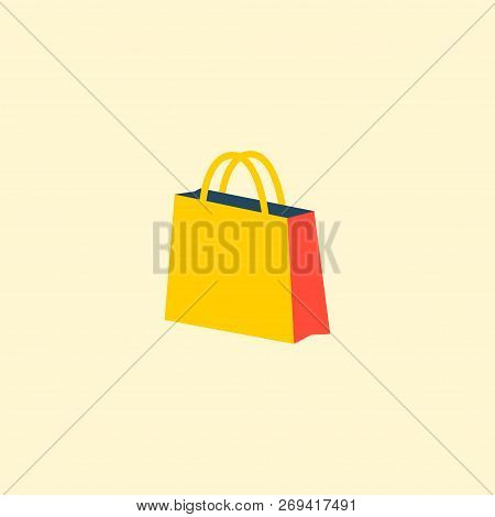 Shopping Bag Icon Flat Element. Vector Illustration Of Shopping Bag Icon Flat Isolated On Clean Back