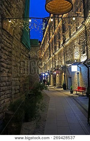 Tallinn, Estonia - August 29, 2018: Modern And Dynamic District Of Tallinn - Rotermann City. Evening