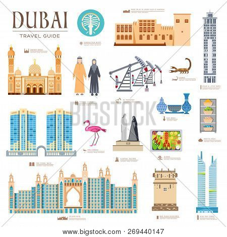 Dubai Vector Brochure Cards Set. Country Template Of Flyear, Magazines, Posters, Book Cover, Banners