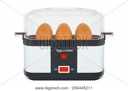 Egg Cooker Or Egg Boiler With Eggs. 3d Rendering Isolated On White Background