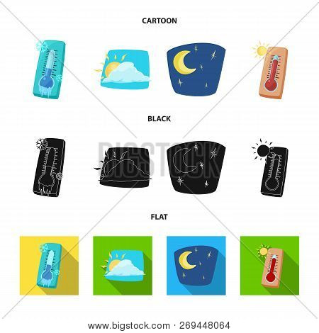 Vector Design Of Weather And Climate Sign. Collection Of Weather And Cloud Vector Icon For Stock.