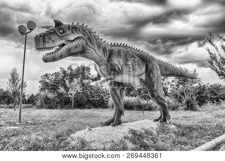 San Marco In Lamis, Italy - June 9: Carnotaurus Dinosaur, Featured In The Dino Park In San Marco In 