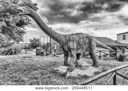 San Marco In Lamis, Italy - June 9: Saltasaurus Dinosaur, Featured In The Dino Park In San Marco In 