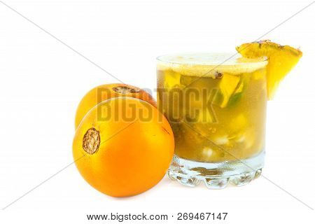 Traditional Colombian Beverage From The Region Of Valle Del Cauca Made Of Lulo (solanum Quitoense),