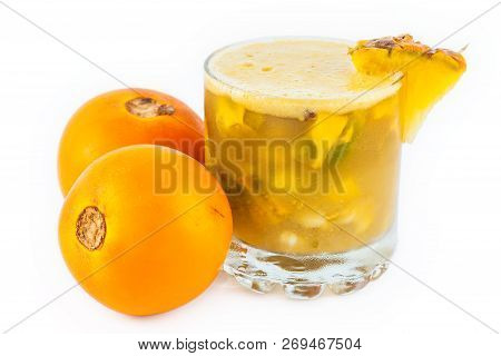 Traditional Colombian Beverage From The Region Of Valle Del Cauca Made Of Lulo (solanum Quitoense),