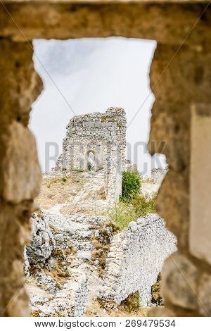 Rocca Calascio Old Italian Castle Location Film Of Famous Film The Name Of The Rose