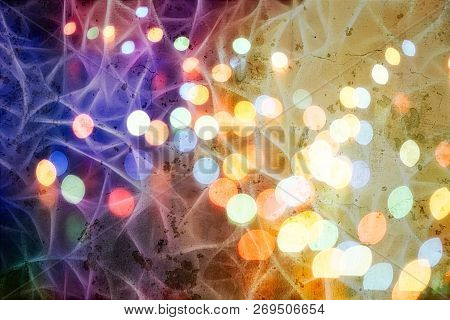 Bokeh Abstract Texture. Colorful. Defocused Background. Blurred Bright Light. Circular Points.