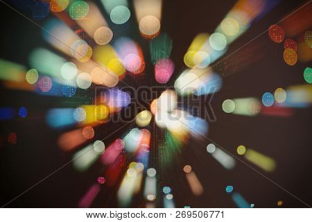 Bokeh Abstract Texture. Colorful. Defocused Background. Blurred Bright Light. Circular Points.