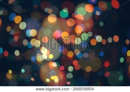 Bokeh Abstract Texture. Colorful. Defocused Background. Blurred Bright Light. Circular Points.