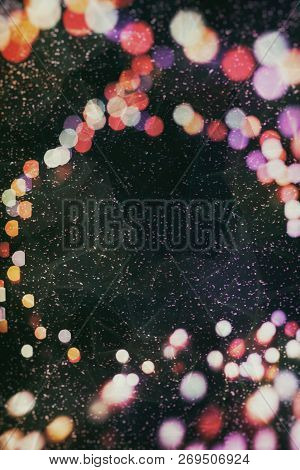 Bokeh Abstract Texture. Colorful. Defocused Background. Blurred Bright Light. Circular Points.