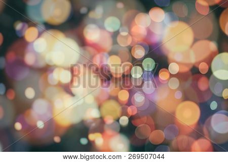 Bokeh Abstract Texture. Colorful. Defocused Background. Blurred Bright Light. Circular Points.