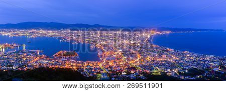 Panorama Of Hakodate City View From Mountain Hakodate, Winter Season, Hokkaido, Japan