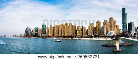 Dubai, United Arab Emirates - November 16, 2018: Panoramic View Of Jbr, Jumeirah Beach Residence Pop