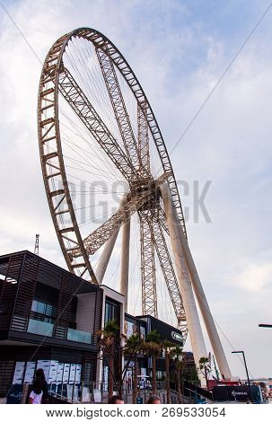 Dubai, United Arab Emirates - November 16, 2018: Ain Dubai Ferris Wheel On The Bluewaters Island In 
