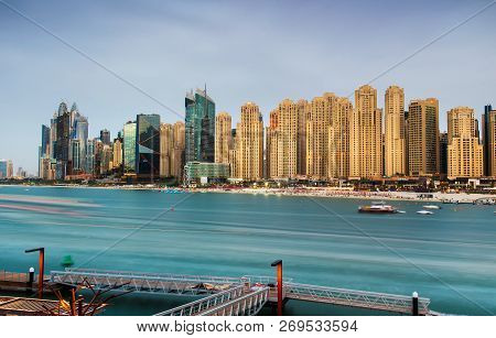 Dubai, United Arab Emirates - November 16, 2018: Panoramic View Of Jbr, Jumeirah Beach Residence Pop