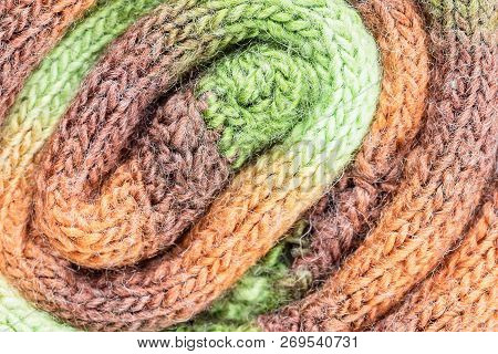 Colored Knitted Things With Gradient Wool. Close Up