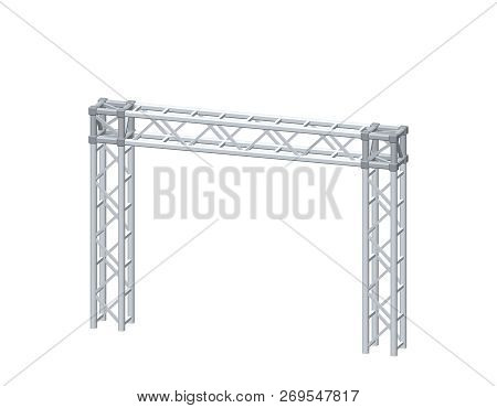 Truss Construction. Isolated On White Background. 3d Vector Illustration. Dimetric Projection.