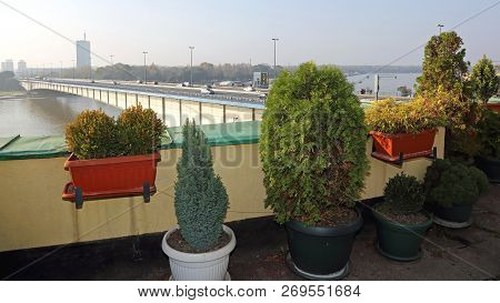 Big Terrace At Rooftop With Bridge View In Belgrade