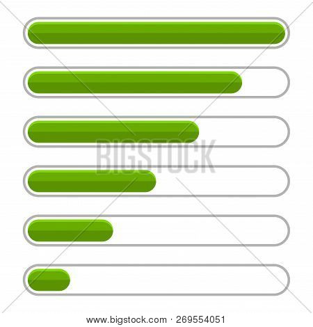 Green Progress Bar Set On White Background. Vector