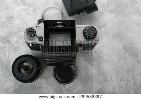 Moscow, Russia, April 17, 2017. The Old Soviet Medium Format Slr Camera Kiev-6c, Released1982.