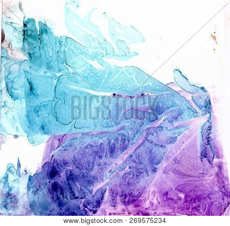 Alcohol Ink Sea Texture. Fluid Ink Abstract Background. Art For Design