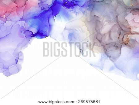 Alcohol Ink Sea Texture. Fluid Ink Abstract Background. Art For Design
