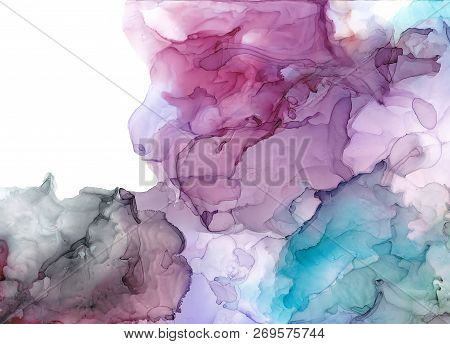 Alcohol Ink Sea Texture. Fluid Ink Abstract Background. Art For Design