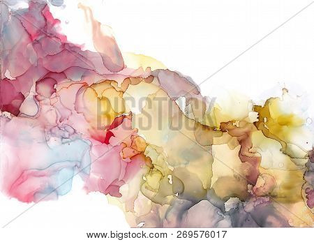 Alcohol Ink Sea Texture. Fluid Ink Abstract Background. Art For Design