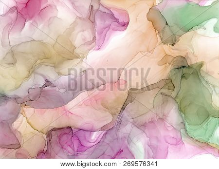 Alcohol Ink Sea Texture. Fluid Ink Abstract Background. Art For Design