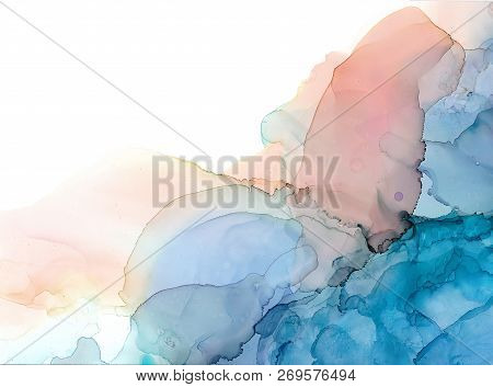 Alcohol Ink Sea Texture. Fluid Ink Abstract Background. Art For Design