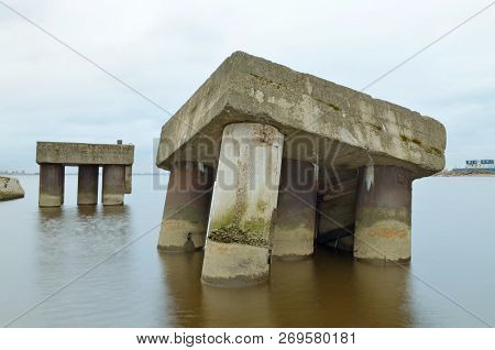 Old Concrete Pier.it Falls Apart From Time.