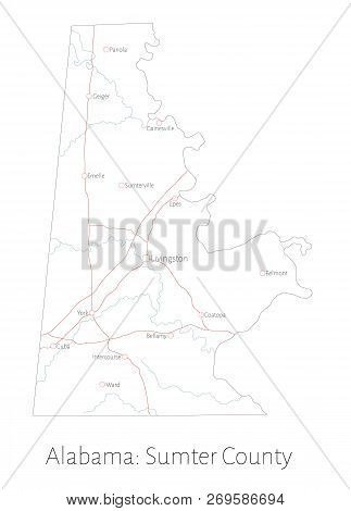 Detailed Map Of Sumter County In Alabama, Usa