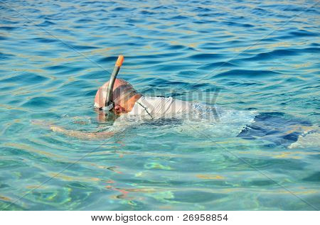 Senior snorkling