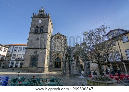 Salado Monument At Oliveira Square, In Historic Centre Of Guimaraes, Portugal.