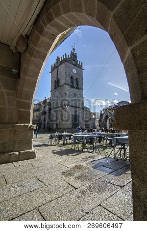 Salado Monument At Oliveira Square, In Historic Centre Of Guimaraes, Portugal.