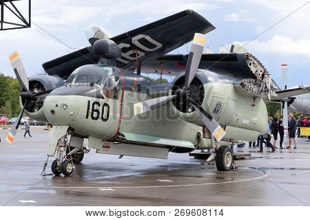 Soesterberg, Netherlands - Aug 25, 2018: Former Royal Netherlands Navy Grumman S-2 Tracker Anti-subm