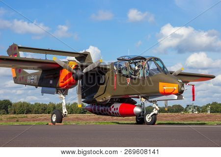 Kleine Brogel, Belgium - Sep 8, 2018: Former German Air Force Rockwell Ov-10 Bronco Turboprop Light 