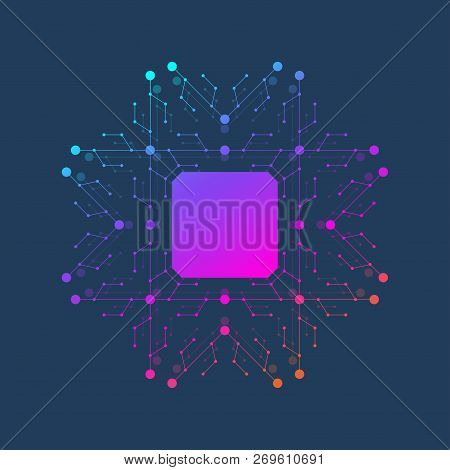 Chip Vector Illustration Icon - Computer Chip Symbol Or Design Element. Computer Chip Or Microchip P