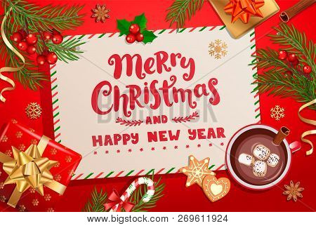 Merry Christmas Happy Vector Photo Free Trial Bigstock