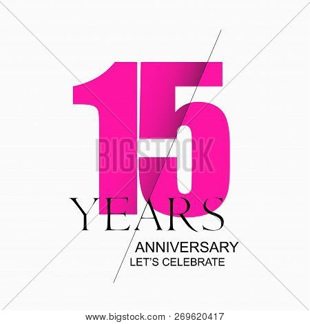 15 Years Anniversary Vector Icon, Logo. Design Element With Modern Style Sign And Number For 15th An