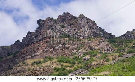 View Of Mountains Landscape In Geghard, Armenia, Selective Focus