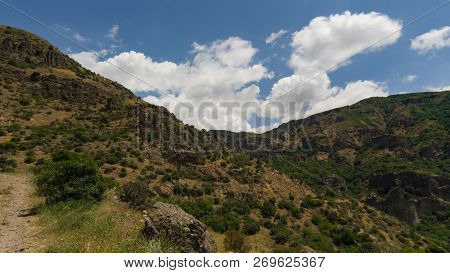 View Of Mountains Landscape In Geghard, Armenia, Selective Focus
