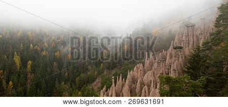 Earth pyramids, Piramidi di terra in Ritten, Natural phenomen in South Tyrol, Italy