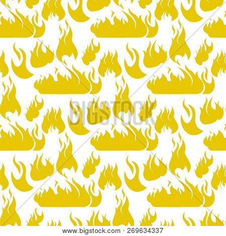 Vector Image Pattern Set Fire Flame Silhouettes. Set Vector Illustration Cartoon Seamless Image Silh