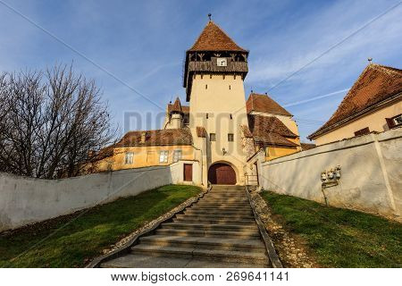 The Fortified Saxon Church Of Bazna. Transylvania Romania