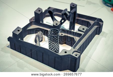 Object Printed On Metal 3d Printer Isolated On White Background