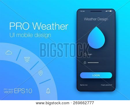 Weather Forecast App Ux Ui Design. Stock Vector